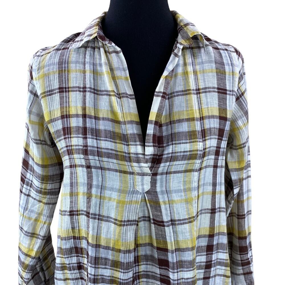 American Colors Womens 100% Linen Plaid Shift Shirt Dress Size S - Picture 5 of 8